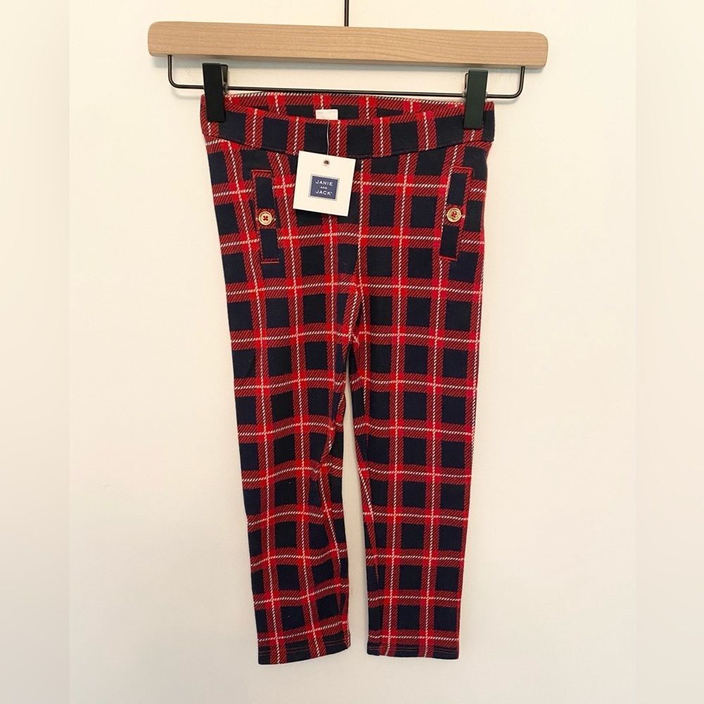 New with Tags Janie and Jack navy/red plaid pants size 4